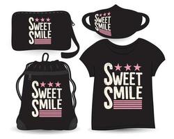 conception de lettrage doux sourire pour t-shirt et merchandising vecteur
