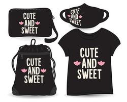 conception de lettrage mignon et doux pour t-shirt et impression vecteur