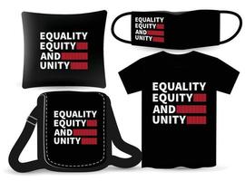 conception de lettrage d'égalité, d'équité et d'unité pour le t-shirt et le merchandising vecteur