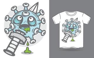 poignard et illustration de coronavirus pour t-shirt imprimé vecteur