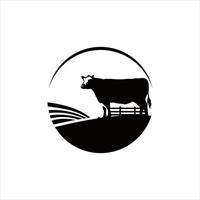 inspiration du logo de l'industrie agricole avec illustration de la mangeoire à vache vecteur