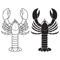 homard, illustration vectorielle au pochoir noir sur fond blanc