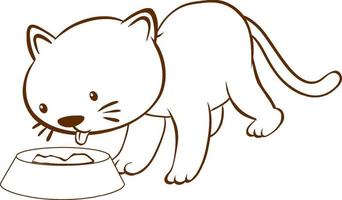 chat dans un style simple doodle sur fond blanc vecteur