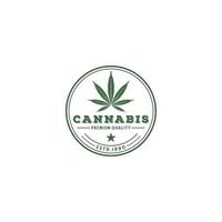modèle de logo de cannabis en fond blanc vecteur