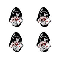 illustration de conception de personnage de logo de poker vecteur