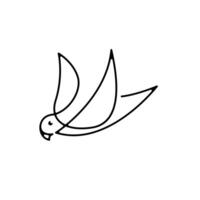 logo oiseau une ligne minimaliste icône vecteur symbole design plat