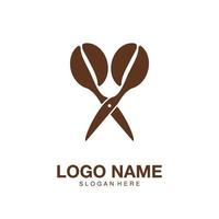logo café ciseaux minimaliste icône vecteur symbole design plat