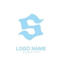 logo lettre s poisson minimaliste icône vecteur symbole design plat