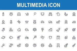 ensemble de packs de symboles d'icônes multimédia vecteur
