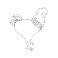 coq un vecteur de dessin au trait. conception de minimalisme d'illustration animale de coq. conception de croquis dessinés à la main de poulet bon pour le tatouage ou l'affiche.
