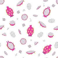 modèle sans couture avec pitaya. fruits exotiques. illustration vectorielle. vecteur