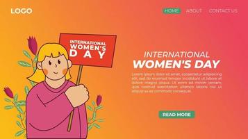 modèle de page de destination web plat pour la journée internationale de la femme vecteur