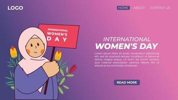 modèle de page de destination web plat pour la journée internationale de la femme vecteur