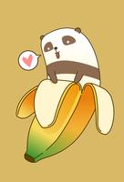 Panda à la banane en style cartoon. vecteur
