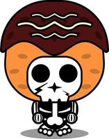 vecteur dessin animé personnage mascotte costume crâne humain mignon takoyaki nourriture