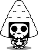 vecteur dessin animé personnage mascotte costume crâne humain mignon onigiri nourriture