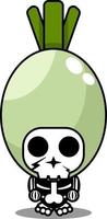 costume de mascotte de personnage de dessin animé de vecteur crâne humain légume oignon de printemps mignon