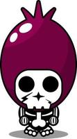 personnage de dessin animé de vecteur mignon personnage de costume de mascotte de crâne de légume oignon rouge