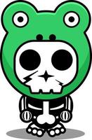 personnage de dessin animé de vecteur mascotte costume homme grenouille mignonne crâne animal