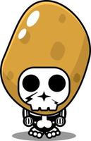 personnage de dessin animé de vecteur mignon personnage de costume de mascotte de crâne de légume de pomme de terre