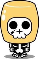 vecteur dessin animé personnage mascotte costume crâne humain mignon tteokbokki nourriture