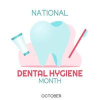 illustration vectorielle du mois national de l'hygiène dentaire vecteur