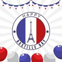 joyeux jour de la bastille illustration vectorielle vecteur