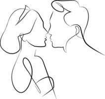 dessin au trait couple amour fille homme Humain continu personne visage Dame icône vecteur