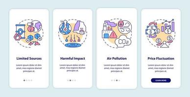 écran de la page de l'application mobile d'intégration des inconvénients des énergies non renouvelables vecteur