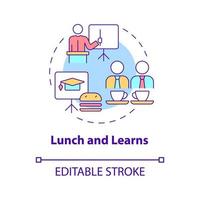 icône de concept de déjeuner et d'apprentissage vecteur