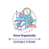 icône de concept de croissance organique. commencer l'illustration de la ligne mince de l'idée abstraite de l'entrepreneuriat social. la croissance et le développement de l'entreprise. dessin de couleur de contour isolé de vecteur. trait modifiable vecteur