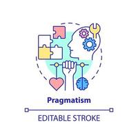 icône de concept de pragmatisme. illustration de la ligne mince de l'idée abstraite caractéristique de l'entrepreneur social. compétences en résolution de problèmes et en prédiction. dessin de couleur de contour isolé de vecteur. trait modifiable vecteur