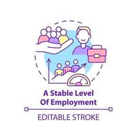 icône de concept de niveau d'emploi stable. illustration de la ligne mince de l'idée abstraite de l'entrepreneuriat social. marché du travail et taux. croissance économique. dessin de couleur de contour isolé de vecteur. trait modifiable vecteur