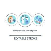 icône de concept de consommation de liquide suffisante. quantité quotidienne d'eau recommandée. illustration de ligne mince d'idée abstraite d'hydratation. dessin de couleur de contour isolé de vecteur. trait modifiable vecteur