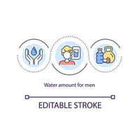 quantité d'eau pour l'icône de concept d'hommes. un apport quotidien suffisant en eau. équilibre liquide. illustration de ligne mince d'idée abstraite d'hydratation. dessin de couleur de contour isolé de vecteur. trait modifiable vecteur