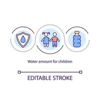 quantité d'eau pour l'icône de concept d'enfants. l'équilibre hydrique de l'enfant. liquide des aliments et des boissons. illustration de la ligne mince de l'idée abstraite de réhydratation. dessin de couleur de contour isolé de vecteur. trait modifiable vecteur