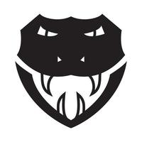 Reptile animal à tête de serpent avec silhouette de dents pour la conception du logo du zoo vecteur