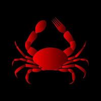crabes rouges abstraits avec cuillère et fourchette logo design vecteur icône symbole illustration