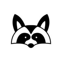icône de conception de logo visage et queue de tête de raton laveur mignon vecteur