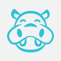 mignon heureux hippopotame enfants tête visage ligne logo design vecteur