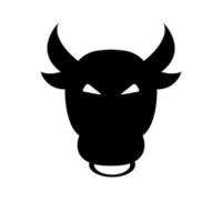 silhouette d'icône de conception de logo de tête de vache ou de taureau vecteur