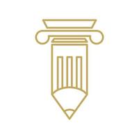 ligne de pilier de droit avec illustration de symbole d'icône de vecteur de conception de logo de crayon créatif