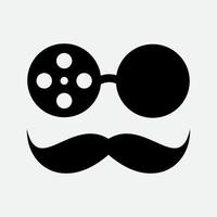 lunettes de soleil de cinéma homme avec création de logo moustache et chapeau vecteur