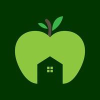 vert pomme avec illustration de symbole d'icône vectorielle de conception de logo de forme de maison vecteur