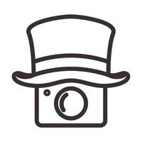 caméra de lignes avec chapeau logo magique symbole vecteur icône illustration design