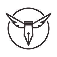 ailes avec crayon vieilles lignes logo vecteur symbole icône illustration design