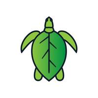 tortue de mer animale abstraite avec création de logo de feuille moderne vecteur