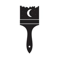 pinceau avec nuit lune logo vecteur symbole icône illustration design