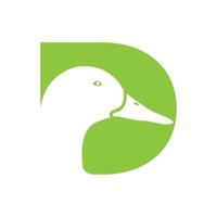 lettre d ou initiale d pour l'icône de conception de logo de tête d'oiseau de canard vecteur