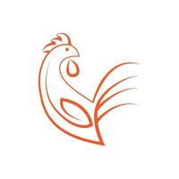 création de logo d'icône de dessin animé de ligne de coq minimaliste vecteur